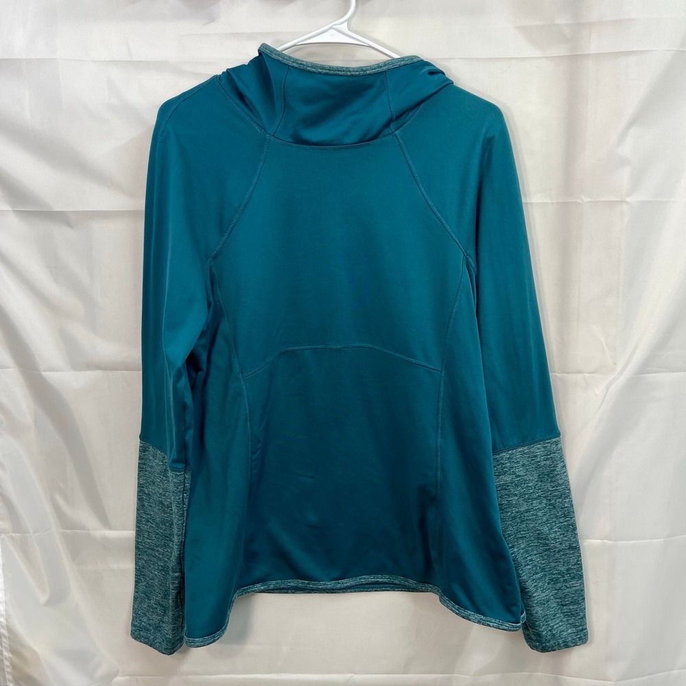 Avia teal hooded mock neck active athletic stretch fleece lined sweatshirt large